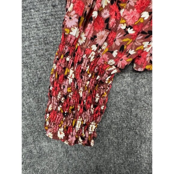 NEW Knox Rose Boho Floral Smocked Peasant Top Medium Long Sleeve Blouse Ruffle - Picture 9 of 12